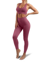 Load image into Gallery viewer, Women’s Yoga Outfits 2 piece Set Workout Tracksuits Sports Bra High Waist Legging Active Wear Athletic Clothing Set (Small, 1917 Living Coral)