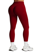 Load image into Gallery viewer, Impact Leggings for Women Seamless Workout Yoga Pants Hidden Scrunch Butt Tummy Control Gym Leggings Mid Low Waist 25" Scarlett Red