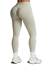 Load image into Gallery viewer, Impact Leggings for Women Seamless Workout Yoga Pants Hidden Scrunch Butt Tummy Control Gym Leggings Mid Low Waist 25" Feather Beige