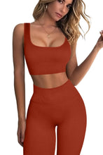 Load image into Gallery viewer, QINSEN Seamless Sport Bras for Women Yoga Pants Bodycon 2 Piece Outfits Workout Running Shirts Brick Red