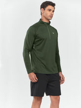 Load image into Gallery viewer, NORTHYARD Men's Running Shirt Long Sleeve Quarter Zip Pullover Moisture Wicking Quick Dry Athletic Workout Shirts ArmyGreen