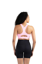 Load image into Gallery viewer, New Balance Womens Seamless Wirefree, Racerback Sports Bra with Removable Pads, Bottom Band with Logo, Black