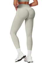 Load image into Gallery viewer, Impact Leggings for Women Seamless Workout Yoga Pants Hidden Scrunch Butt Tummy Control Gym Leggings Mid Low Waist 25" Feather Beige