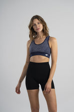 Load image into Gallery viewer, New Balance Women's Seamless MID Impact Heather Keyhole Sport Bra with Removable Pads, Pigment