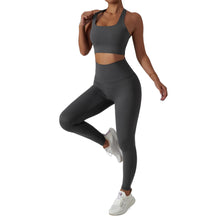 Load image into Gallery viewer, MUMANAIXI 3-Piece Seamless Moisture-Wicking Workout Set for Women - Gym, Fitness, Running, Yoga Sportswear (Gray 2pcs)
