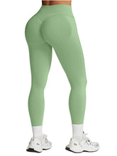 Load image into Gallery viewer, Impact Leggings for Women Seamless Workout Yoga Pants Hidden Scrunch Butt Tummy Control Gym Leggings Mid Low Waist 25" Palm Green