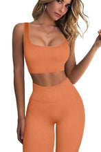 Load image into Gallery viewer, QINSEN Seamless Workout Set Cropped Tank Tops for Women 2 Piece Yoga Outfits GMY Active Leggings Light Orange