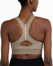 Load image into Gallery viewer, New Balance Women's Seamless MID Impact Heather Keyhole Sport Bra with Removable Pads, Vintage Indigo