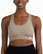 Load image into Gallery viewer, New Balance Women's Seamless MID Impact Heather Keyhole Sport Bra with Removable Pads, Vintage Indigo