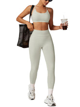 Load image into Gallery viewer, Impact Leggings for Women Seamless Workout Yoga Pants Hidden Scrunch Butt Tummy Control Gym Leggings Mid Low Waist 25" Feather Beige