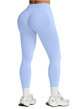 Load image into Gallery viewer, Impact Leggings for Women Seamless Workout Yoga Pants Hidden Scrunch Butt Tummy Control Gym Leggings Mid Low Waist 25" Ice Blue