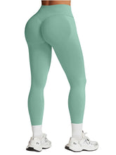Load image into Gallery viewer, Scrunch Butt Impact Leggings for Women Mid Low Waist 25" Seamless Gym Yoga Pants Tummy Control Compression Booty Tights Light Green