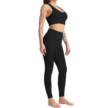 Load image into Gallery viewer, WodoWei Women 2 Piece Workout Outfits Sports Bra Seamless Leggings Yoga Gym Activewear Set (YO610-black)