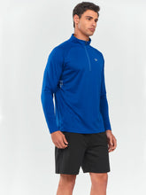 Load image into Gallery viewer, NORTHYARD Men's Running Shirt Long Sleeve Quarter Zip Pullover Moisture Wicking Quick Dry Athletic Workout Shirts Royal Blue
