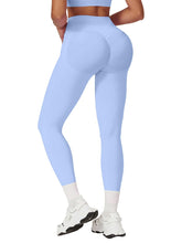 Load image into Gallery viewer, Impact Leggings for Women Seamless Workout Yoga Pants Hidden Scrunch Butt Tummy Control Gym Leggings Mid Low Waist 25" Ice Blue