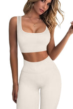 Load image into Gallery viewer, QINSEN Yoga Outfit for Women Seamless 2 Piece Workout Sport Bra High Waist Leggings Sets Beige