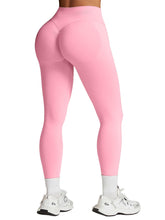Load image into Gallery viewer, Impact Leggings for Women Seamless Workout Yoga Pants Hidden Scrunch Butt Tummy Control Gym Leggings Mid Low Waist 25" Pink