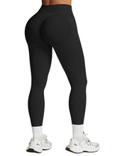 Load image into Gallery viewer, Impact Leggings for Women Seamless Workout Yoga Pants Hidden Scrunch Butt Tummy Control Gym Leggings Mid Low Waist 25" Black