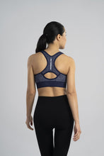 Load image into Gallery viewer, New Balance Women's Seamless MID Impact Heather Keyhole Sport Bra with Removable Pads, Pigment