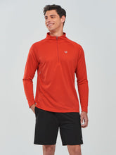 Load image into Gallery viewer, NORTHYARD Men's Running Shirt Long Sleeve Quarter Zip Pullover Moisture Wicking Quick Dry Athletic Workout Shirts RED