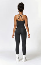 Load image into Gallery viewer, Womens Workout Sets Two Piece Seamless Stretch Cross Back Tank Top Matching Tummy Control High Waist Leggings Set 2 Piece For Women Gym Yoga Active Wear Outfits Athletic Work Out Clothes Black