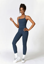 Load image into Gallery viewer, Womens Workout Sets Two Piece Seamless Stretch Cross Back Tank Top Matching Tummy Control High Waist Leggings Set 2 Piece For Women Gym Yoga Active Wear Outfits Athletic Work Out Clothes Dark Blue