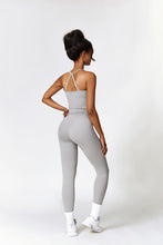Load image into Gallery viewer, Womens Workout Sets Two Piece Seamless Stretch Cross Back Tank Top Matching Tummy Control High Waist Leggings Set 2 Piece For Women Gym Yoga Active Wear Outfits Athletic Work Out Clothes Grey