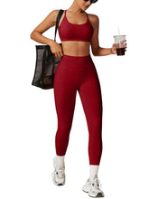Load image into Gallery viewer, Impact Leggings for Women Seamless Workout Yoga Pants Hidden Scrunch Butt Tummy Control Gym Leggings Mid Low Waist 25" Scarlett Red
