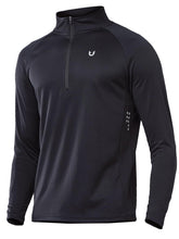Load image into Gallery viewer, NORTHYARD Men's Running Shirt Long Sleeve Quarter Zip Pullover Moisture Wicking Quick Dry Athletic Workout Shirts Black