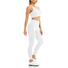 Load image into Gallery viewer, WodoWei Women 2 Piece Workout Outfits Sports Bra Seamless Leggings Yoga Gym Activewear Set (YO601-Light grey marl)