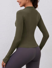 Load image into Gallery viewer, Womens Workout Tops Long Sleeve Athletic Golf Shirts Quarter 1/4 Zip Pullover Women Yoga Tops(Army Green)