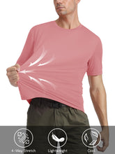 Load image into Gallery viewer, Dry Fit Shirts Men Workout Shirts Summer UPF 50 Shirts Rash Guards Shirts Moisture Wicking Running T-Shirt Outdoor Tshirts Grey Pink