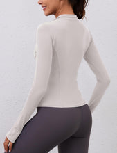 Load image into Gallery viewer, Long Sleeve Workout Shirts Women Dry Fit Seamless Compression Crop Tops 1/2 Zip Pullover Running Gym Clothes(Grey)