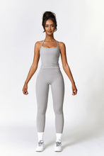 Load image into Gallery viewer, Womens Workout Sets Two Piece Seamless Stretch Cross Back Tank Top Matching Tummy Control High Waist Leggings Set 2 Piece For Women Gym Yoga Active Wear Outfits Athletic Work Out Clothes Grey