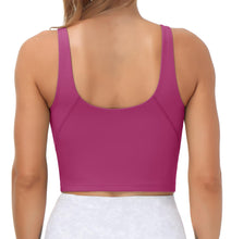Load image into Gallery viewer, Women’s Longline Sports Bra Wirefree Padded Medium Support Yoga Bras Gym Running Workout Tank Tops(Fuchsia)
