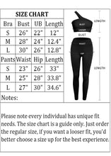 Load image into Gallery viewer, Two Piece Workout Sets for Women, Sexy One Shoulder Matching Crop Tank Top Set Outfits for Women(Black)
