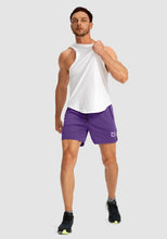 Load image into Gallery viewer, Men's Running Shorts with Zipper Pockets Quick Dry Gym Athletic Workout 5" Shorts for Men (Purple)