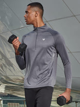 Load image into Gallery viewer, NORTHYARD Men's Running Shirt Long Sleeve Quarter Zip Pullover Moisture Wicking Quick Dry Athletic Workout Shirts SMOKEGREY