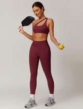 Load image into Gallery viewer, ABOCIW Workout Sets for Women 2 Piece Seamless High Waist Scrunch Butt Lifting Gym Leggings Cutout One Shoulder Sports Bra Yoga Outfits Rosewood