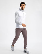 Load image into Gallery viewer, Pudolla Men's Lightweight Jogger Pants Workout Running Tapered Joggers for Men with Zipper Pockets for Athletic Travel Casual(Purple Grey)