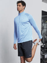 Load image into Gallery viewer, NORTHYARD Men's Running Shirt Long Sleeve Quarter Zip Pullover Moisture Wicking Quick Dry Athletic Workout Shirts SKYHEATHER