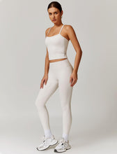 Load image into Gallery viewer, Womens Workout Sets Two Piece Seamless Stretch Cross Back Tank Top Matching Tummy Control High Waist Leggings Set 2 Piece For Women Gym Yoga Active Wear Outfits Athletic Work Out Clothes Light Grey