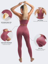 Load image into Gallery viewer, Women’s Yoga Outfits 2 piece Set Workout Tracksuits Sports Bra High Waist Legging Active Wear Athletic Clothing Set (Small, 1917 Living Coral)