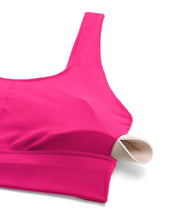 Load image into Gallery viewer, CRZ YOGA Butterluxe Womens U Back Sports Bra - Scoop Neck Padded Low Impact Yoga Clothes Workout Crop Top with Built in Pads Granita Pink