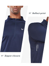 Load image into Gallery viewer, NORTHYARD Men's Running Shirt Long Sleeve Quarter Zip Pullover Moisture Wicking Quick Dry Athletic Workout Shirts Navy