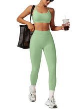 Load image into Gallery viewer, Impact Leggings for Women Seamless Workout Yoga Pants Hidden Scrunch Butt Tummy Control Gym Leggings Mid Low Waist 25" Palm Green