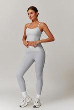 Load image into Gallery viewer, Womens Workout Sets Two Piece Seamless Stretch Cross Back Tank Top Matching Tummy Control High Waist Leggings Set 2 Piece For Women Gym Yoga Active Wear Outfits Athletic Work Out Clothes Grey 2
