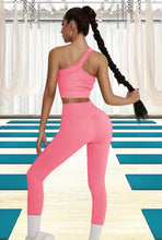 Load image into Gallery viewer, niyokki Workout Outfits Sets for Women 2 Piece Ribbed Exercise Secy One Shoulder Tops High Waist Leggings Active Yoga Set