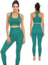 Load image into Gallery viewer, NOVA ACTIVE Workout Sets for Women 2 Piece High Waisted Seamless Leggings with Padded Stretchy Sports Bra Sets Yoga Outfit Jogging Gym Clothes(NA007M- Green)