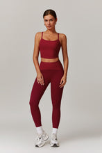 Load image into Gallery viewer, Womens Workout Sets Two Piece Seamless Stretch Cross Back Tank Top Matching Tummy Control High Waist Leggings Set 2 Piece For Women Gym Yoga Active Wear Outfits Athletic Work Out Clothes Wine Red